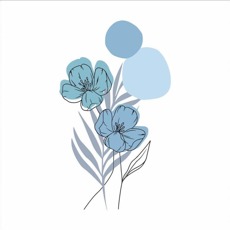 Adesivo Floral Boho Azul Estilo Nórdico 50x90 Minimalista Abstrato