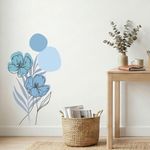 Adesivo Floral Boho Azul Estilo Nórdico 50x90 Minimalista Abstrato