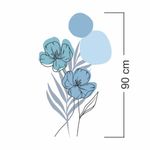 Adesivo Floral Boho Azul Estilo Nórdico 50x90 Minimalista Abstrato