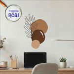 Adesivo Floral Boho Marrom Estilo Nórdico 50x35 Minimalista Mod02