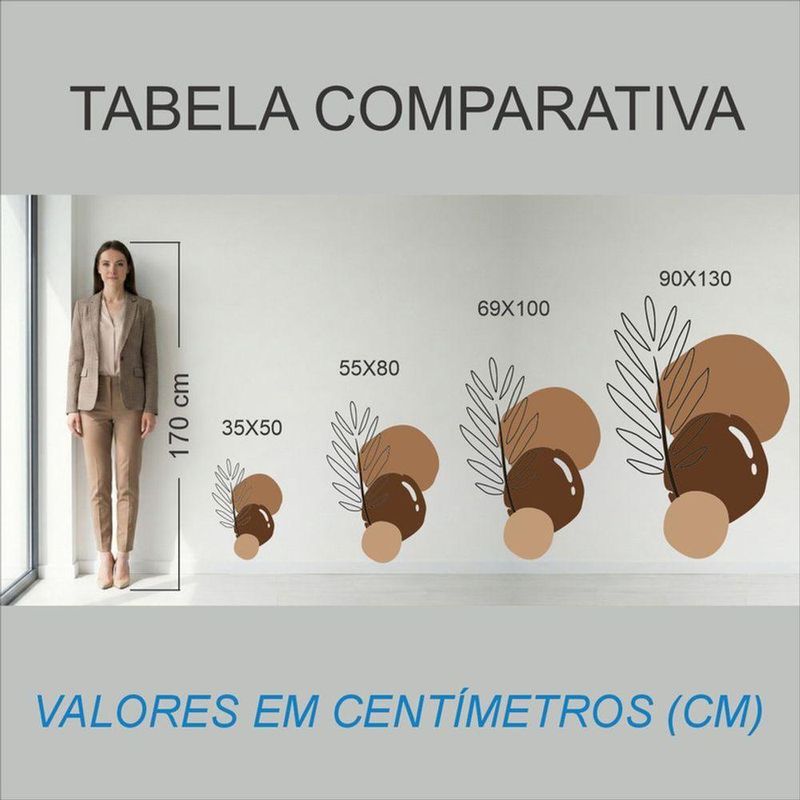 Adesivo Floral Boho Marrom Estilo Nórdico 50x35 Minimalista Mod02