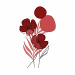 Adesivo Floral Boho Vermelho Estilo Nórdico 88x150 Minimalista Abstrato