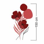 Adesivo Floral Boho Vermelho Estilo Nórdico 88x150 Minimalista Abstrato