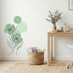 Adesivo Floral Boho Verde Estilo Nórdico 50x90 Minimalista Abstrato