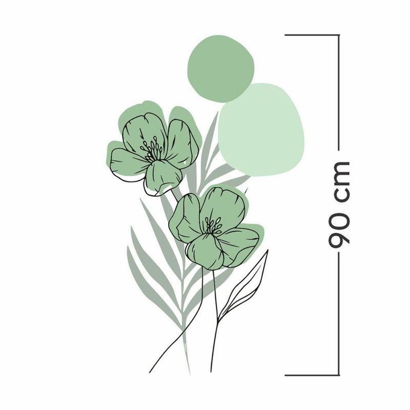 Adesivo Floral Boho Verde Estilo Nórdico 50x90 Minimalista Abstrato