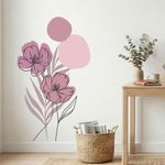Adesivo Floral Boho Rosa Estilo Nórdico 70x120 Minimalista Abstrato