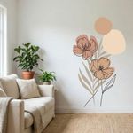 Adesivo Floral Boho Marrom Estilo Nórdico 88x150 Minimalista Abstrato