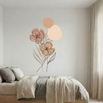 Adesivo Floral Boho Marrom Estilo Nórdico 88x150 Minimalista Abstrato