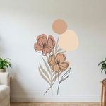 Adesivo Floral Boho Marrom Estilo Nórdico 70x120 Minimalista Abstrato