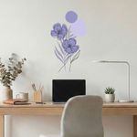 Adesivo Floral Boho Roxo Estilo Nórdico 35x60 Minimalista Abstrato