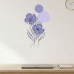 Adesivo Floral Boho Roxo Estilo Nórdico 35x60 Minimalista Abstrato