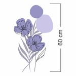 Adesivo Floral Boho Roxo Estilo Nórdico 35x60 Minimalista Abstrato