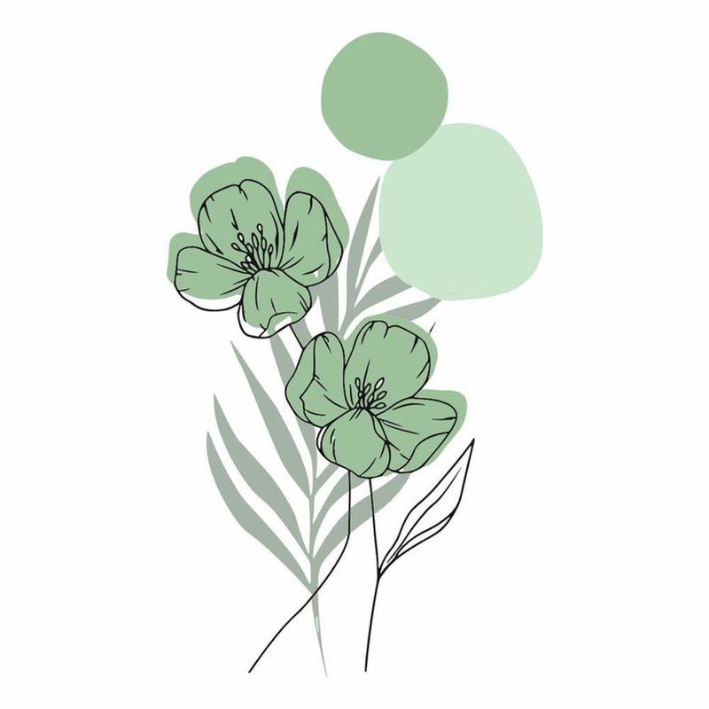 Adesivo Floral Boho Verde Estilo Nórdico 35x60 Minimalista Abstrato