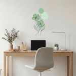 Adesivo Floral Boho Verde Estilo Nórdico 35x60 Minimalista Abstrato