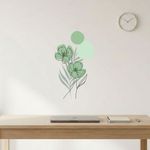 Adesivo Floral Boho Verde Estilo Nórdico 35x60 Minimalista Abstrato