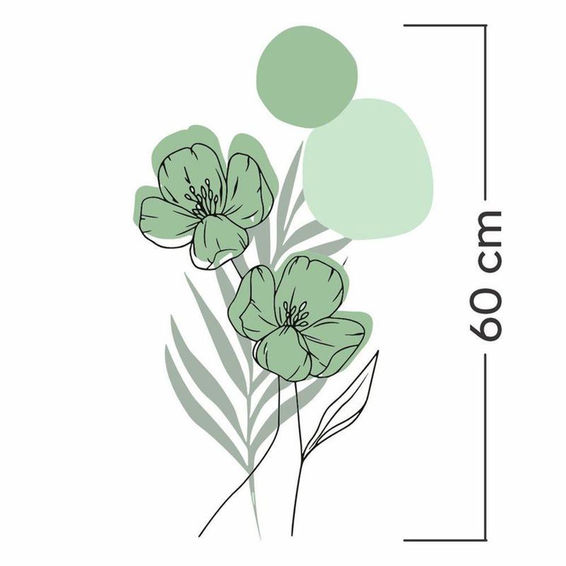 Adesivo Floral Boho Verde Estilo Nórdico 35x60 Minimalista Abstrato