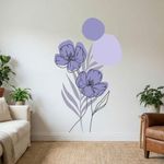 Adesivo Floral Boho Roxo Estilo Nórdico 88x150 Minimalista Abstrato