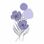 Adesivo Floral Boho Roxo Estilo Nórdico 88x150 Minimalista Abstrato