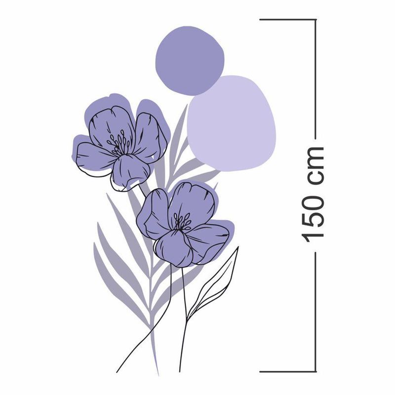 Adesivo Floral Boho Roxo Estilo Nórdico 88x150 Minimalista Abstrato