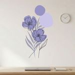 Adesivo Floral Boho Roxo Estilo Nórdico 50x90 Minimalista Abstrato