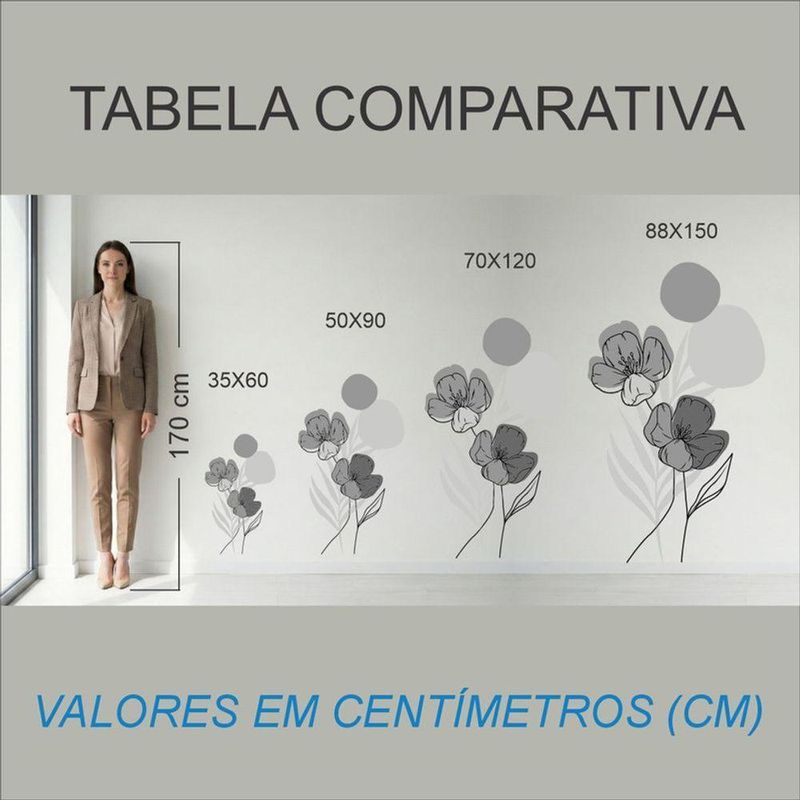 Adesivo Floral Boho Cinza Estilo Nórdico 50x90 Minimalista Abstrato
