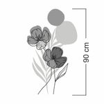 Adesivo Floral Boho Cinza Estilo Nórdico 50x90 Minimalista Abstrato