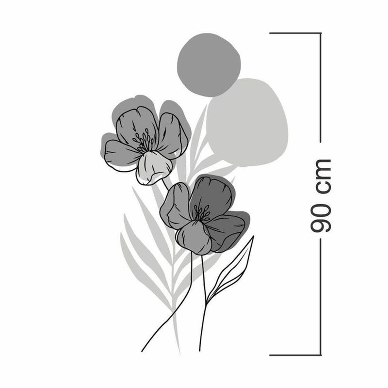 Adesivo Floral Boho Cinza Estilo Nórdico 50x90 Minimalista Abstrato