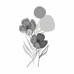 Adesivo Floral Boho Cinza Estilo Nórdico 50x90 Minimalista Abstrato