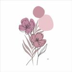 Adesivo Floral Boho Rosa Estilo Nórdico 88x150 Minimalista Abstrato