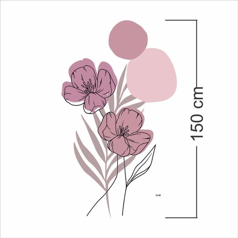 Adesivo Floral Boho Rosa Estilo Nórdico 88x150 Minimalista Abstrato