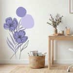Adesivo Floral Boho Roxo Estilo Nórdico 70x120 Minimalista Abstrato