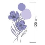 Adesivo Floral Boho Roxo Estilo Nórdico 70x120 Minimalista Abstrato