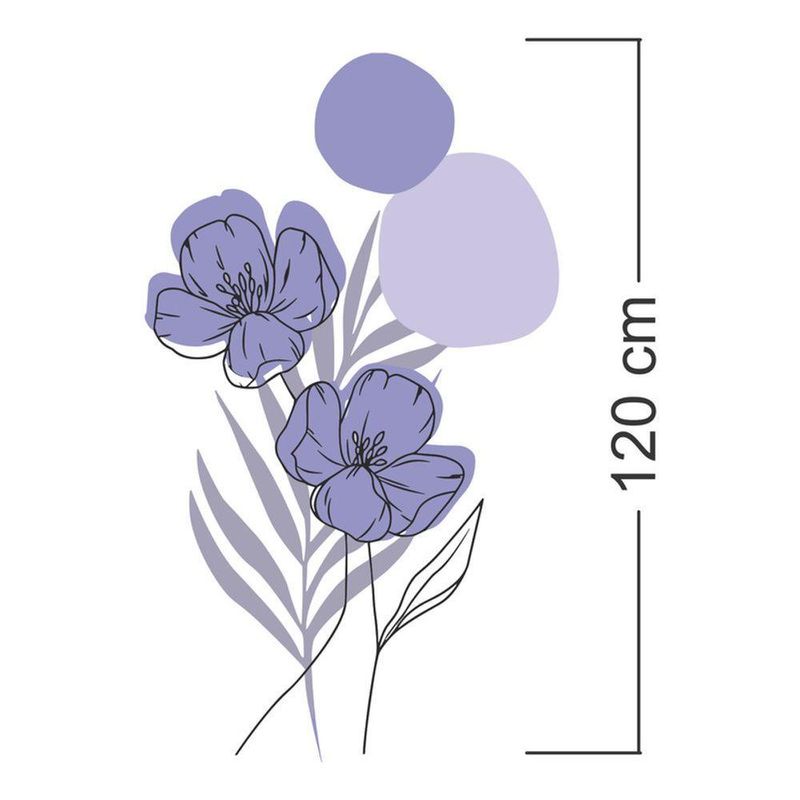Adesivo Floral Boho Roxo Estilo Nórdico 70x120 Minimalista Abstrato