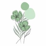 Adesivo Floral Boho Verde Estilo Nórdico 70x120 Minimalista Abstrato
