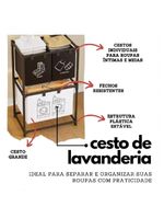 Cesto Lavanderia Triplo Estante Metal Roupa Suja 2 Andares Roupeiro 3 Divisorias Organizador Banheiro Multiuso Armario D