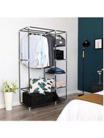 Guarda Roupa Desmontavel 5 Prateleiras Arara Organizador Quarto Casa Closet Cabideiro Preto