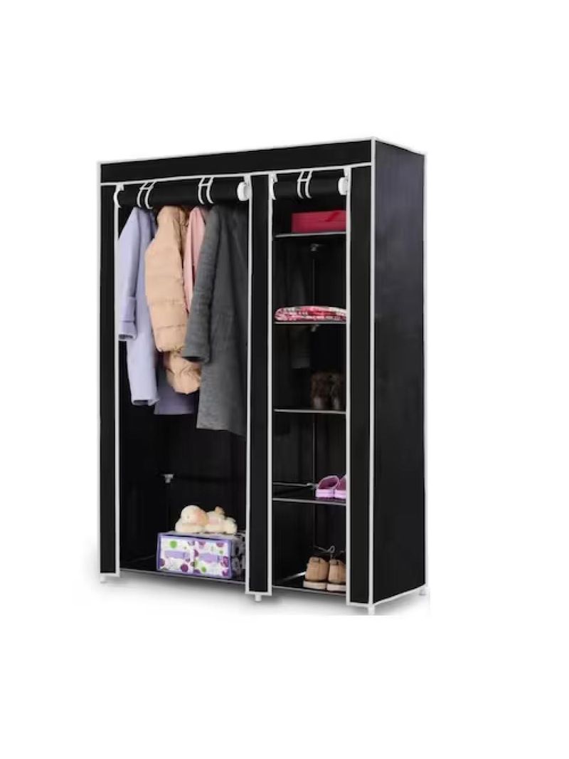 Guarda Roupa Desmontavel 5 Prateleiras Arara Organizador Quarto Casa Closet Cabideiro Preto