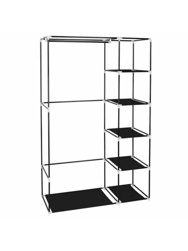Guarda Roupa Desmontavel 5 Prateleiras Arara Organizador Quarto Casa Closet Cabideiro Preto