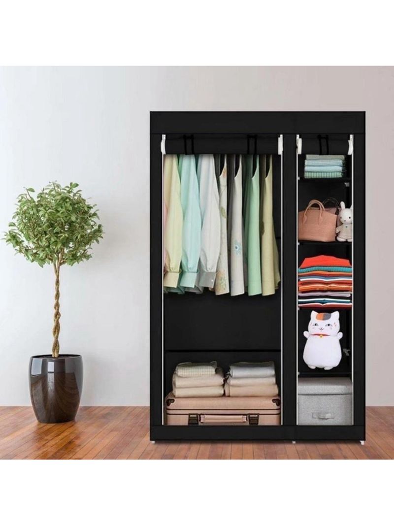 Guarda Roupa Desmontavel 5 Prateleiras Arara Organizador Quarto Casa Closet Cabideiro Preto