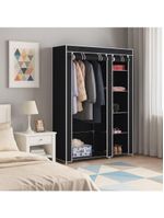 Guarda Roupa Desmontavel 5 Prateleiras Arara Organizador Quarto Casa Closet Cabideiro Preto