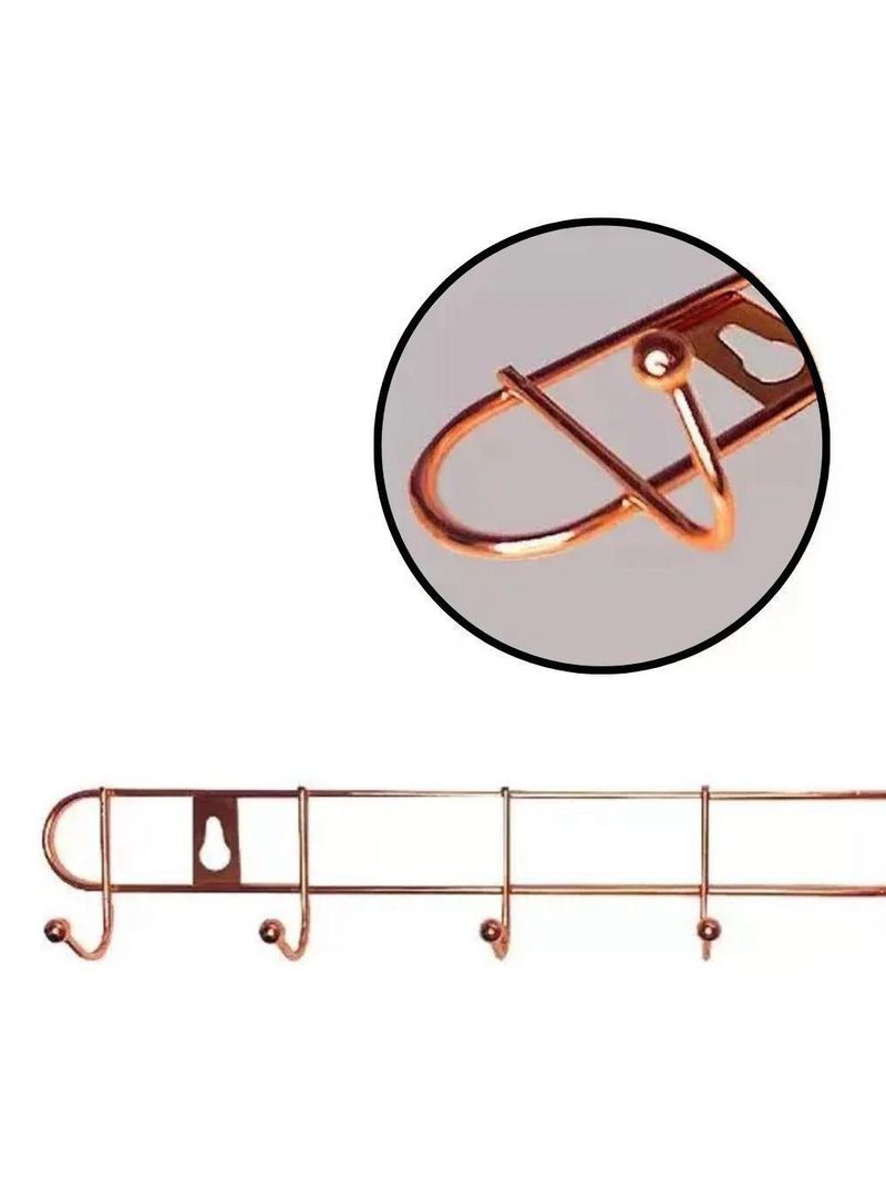 Cabideiro De Parede Rose Gold Suporte Aramado 8 Ganchos Organizador Guarda Roupas Toalhas Multiuso Utensilios Domesticos