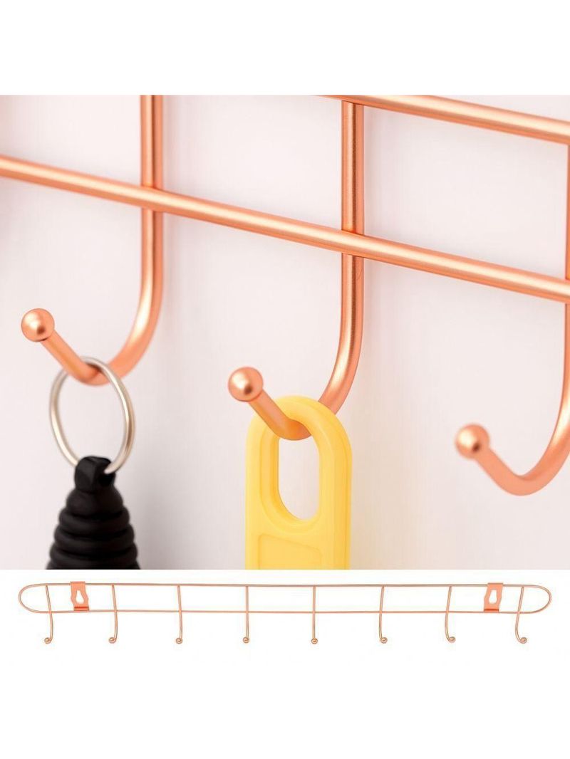 Cabideiro De Parede Rose Gold Suporte Aramado 8 Ganchos Organizador Guarda Roupas Toalhas Multiuso Utensilios Domesticos