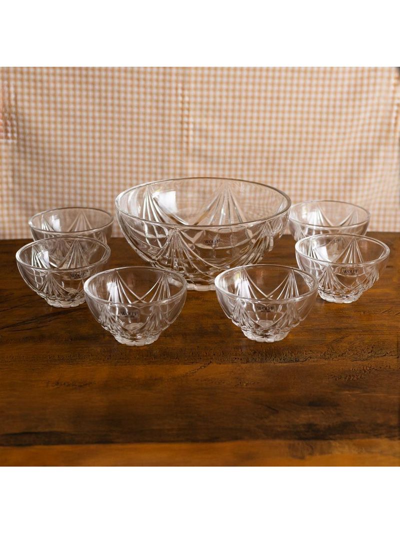 Conjunto 7 peças sobremesa wolff sun 1,8l vidro design radiante e sofisticado
