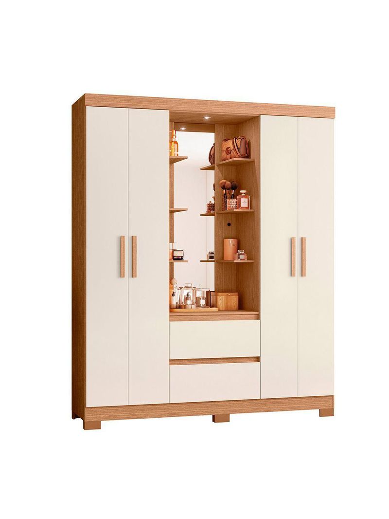 Guarda Roupa 4 Portas 2 Gavetas Quarto Olimpia Freijo Com Off White - Albatroz