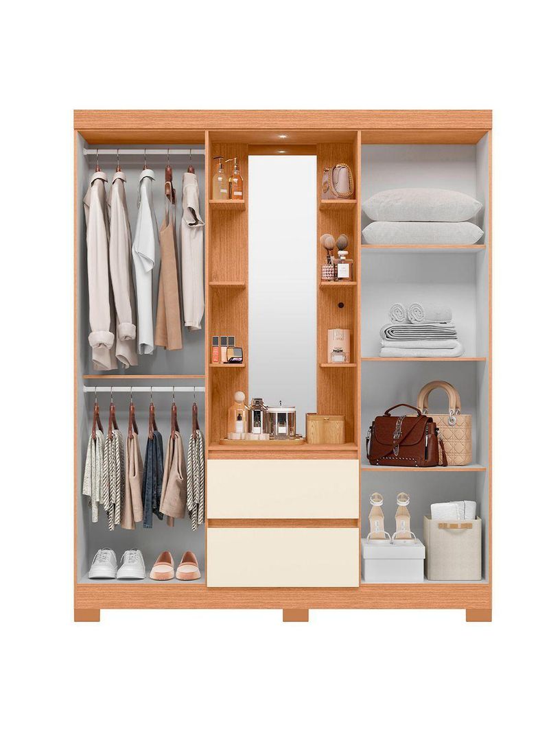 Guarda Roupa 4 Portas 2 Gavetas Quarto Olimpia Freijo Com Off White - Albatroz