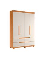 Guarda Roupa Doble 4 Portas 4 Gavetas Quarto Cinamomo Com Off White - Albatroz