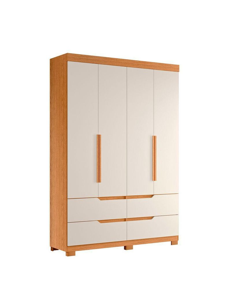 Guarda Roupa Doble 4 Portas 4 Gavetas Quarto Cinamomo Com Off White - Albatroz