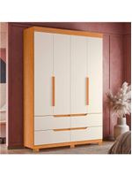 Guarda Roupa Doble 4 Portas 4 Gavetas Quarto Cinamomo Com Off White - Albatroz