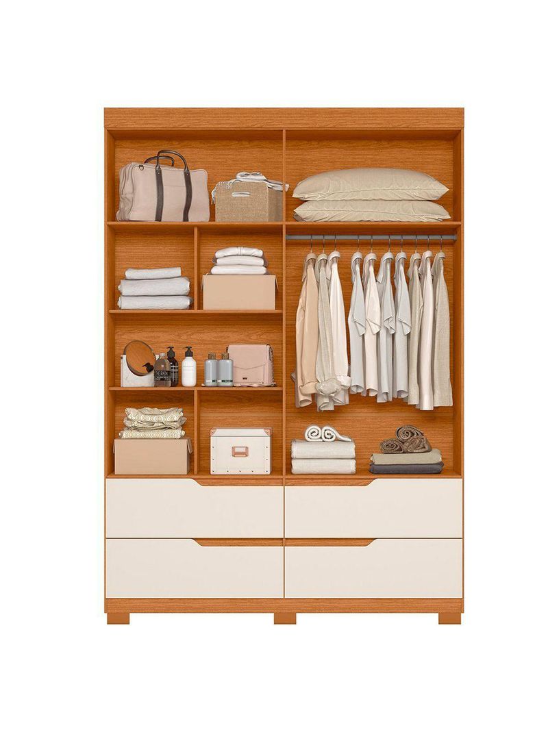 Guarda Roupa Doble 4 Portas 4 Gavetas Quarto Cinamomo Com Off White - Albatroz