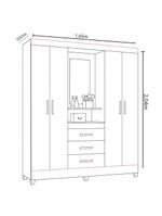 Guarda Roupa Grande Quarto Capri 4 Portas 3 Gavetas Espelho Castanho